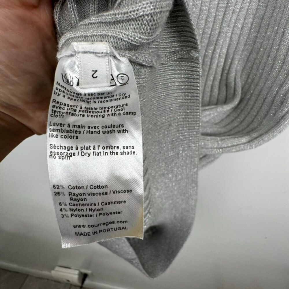 Courreges Gray Ribbed Logo Tank Top - Picture 8 of 9